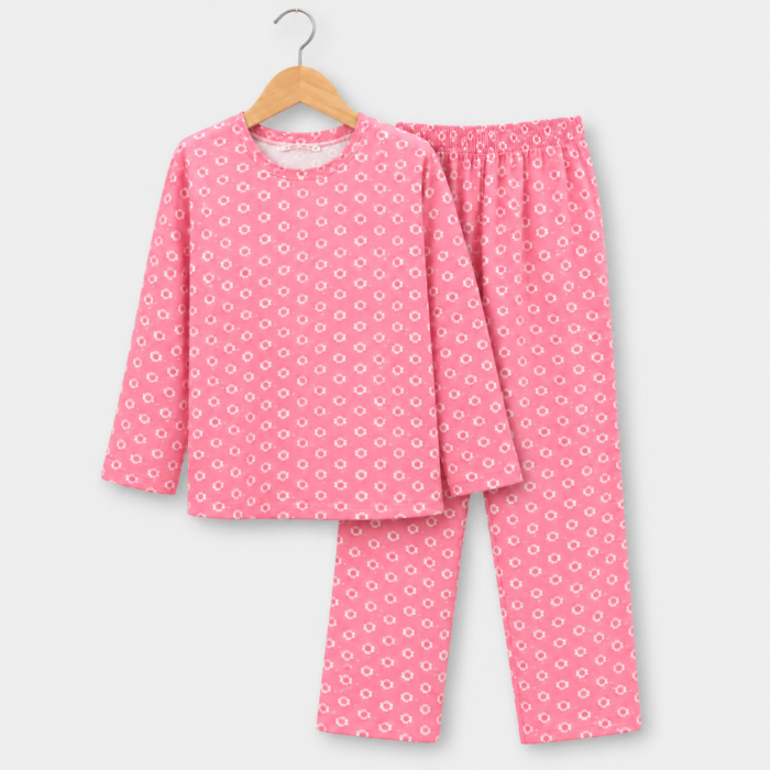 Pink Printed Cotton Ladies Night Suit