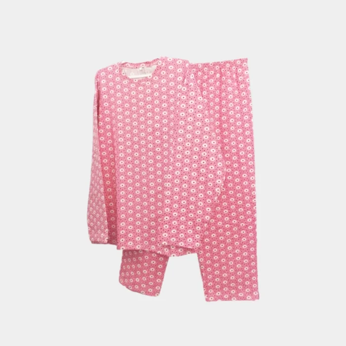 Pink Printed Cotton Ladies Night Suit